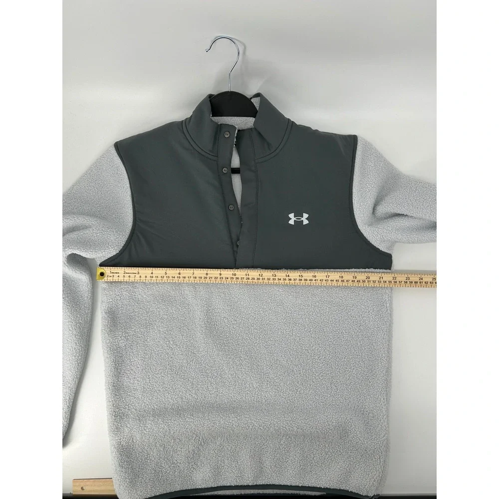 Under Armour Golf Mens Sherpa Fleece 1/4 Snap Pullover Jacket Gray Medium